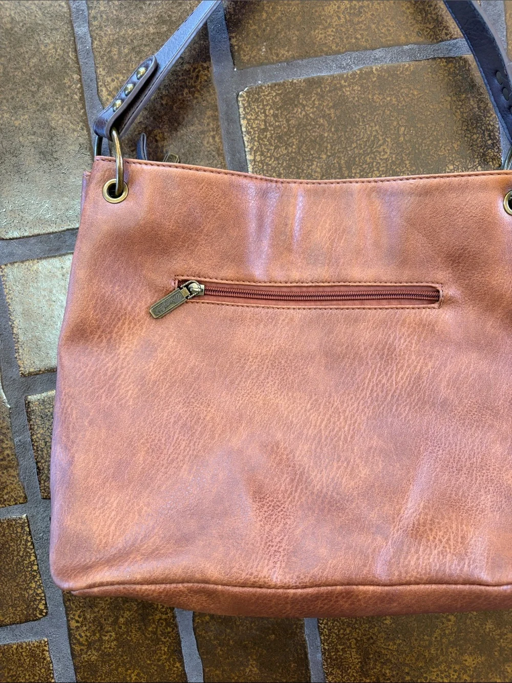 Wrangler Montana West Brown Two-Tone Vegan Leather Hobo Bag